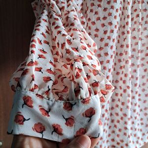 Rose Floral Printed Western Top