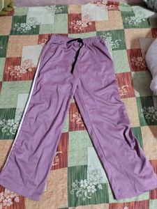 Mauve Track Pants with White Stripe