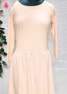 Peach Drop Waist Dress For M To L Size