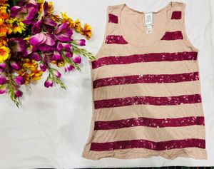 🇳🇿💫 Beautiful Sequins Work Stripped Pattern Top