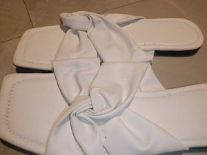 White Knotted Detail Flats