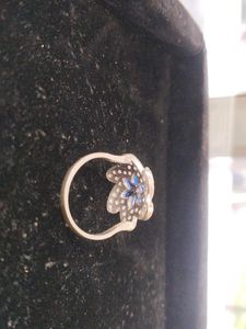 Blue Flower Silver Ring