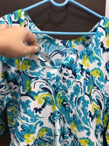 Blue Sweetheart Neck Kurta Set