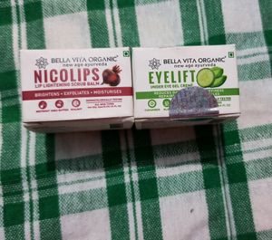 Bella Vita Organic Eyelft Under Eye Gel & Bella Vita Organic Nicolips Lip Lighting Scrub Balm