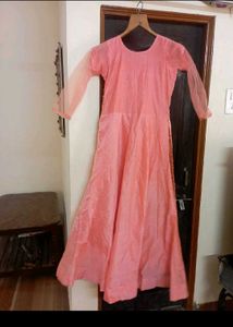 Elegant Pink Embroidered sequence long frok