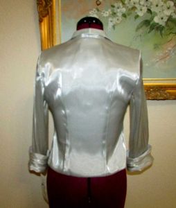 Satin White Ruched Button-Up Top