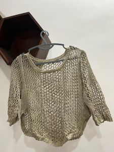 Brown Crochet Knit Top