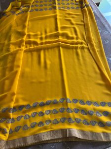 Elegant Yellow Floral Saree with blouse