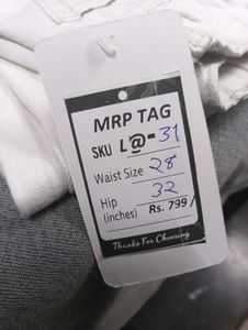 L@31 Size-28 White Wide Leg Jeans