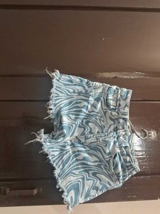 Blue Swirl Denim Shorts