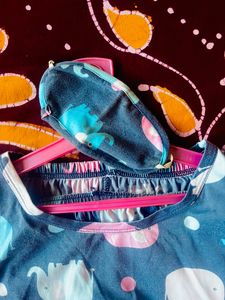 Animated Print Night Suit With Sleep(eye) Mask