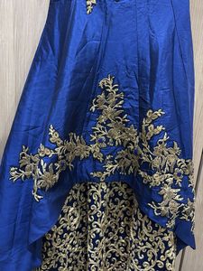 Elegant Blue &amp; Gold Ethnic Gown