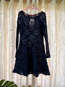 My Michelle Navy Blue Lace Sparkly Dress