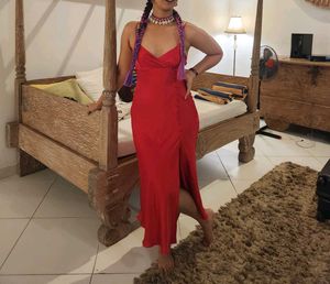 Zara Red Sating Midi Dress- Size XS