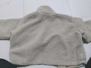 Beige Fleece Button-Up Jacket