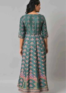 W Elegant Green Printed Maxi Dress