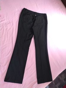 Black Flare Leg Trousers Low Rise Pant