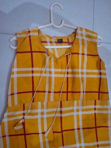 Yellow Plaid Sleeveless Top