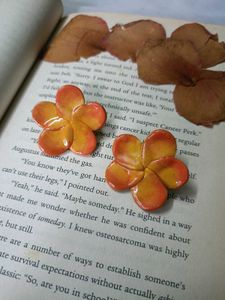 Orange Flower Stud Earrings