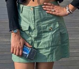 Green Cargo Mini Skirt