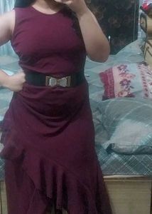 ✨ Burgundy Ruffle Maxi Dress *Belt Free*✨