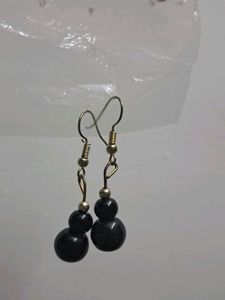 Elegant Midnight Black Beaded Earrings