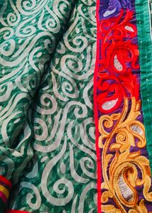 Bottle Green Brasso Saree