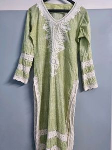 Pakistani Lace Cotton Long Kurti