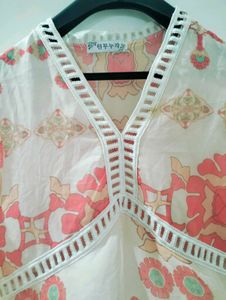 Floral Bohemian Cold-Shoulder Tunic Top