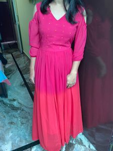 Pink Cold Shoulder Maxi Dress