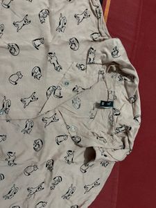 Cute Cat Print Button-Down Shirt