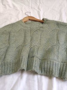 Green Knit Cropped Sweater