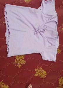 Cute Lilac Tie-Front Crop Top