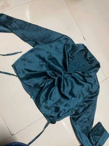 Teal Satin Style Top