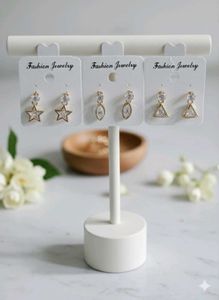 Set Of 3 Sparkling Drop Earrings