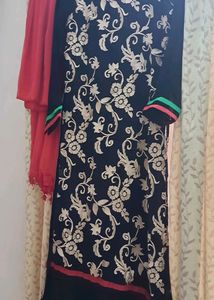 Pakistani Long Black Embroidery Front Back Work