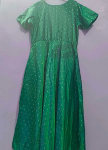 peacock Green  Dot Midi Dress