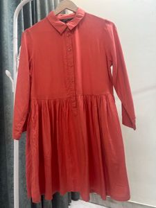 Coral Button-Down Mini Dress