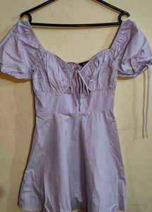 Lilac Puff Sleeve Mini Dress