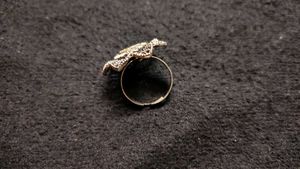 Silver Oxidised Flower Mirror Ring