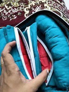 Handmade Embroidered Teal Clutch