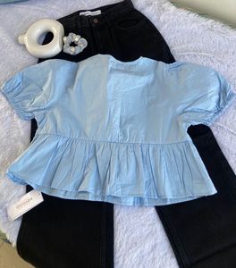 Savana Bow Top 🩵 + Scrunchie
