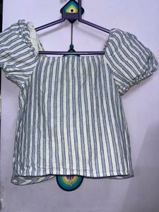 Striped Puff Sleeve Top