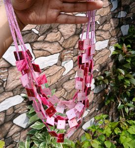 Pink Bead Strand Neckpiece