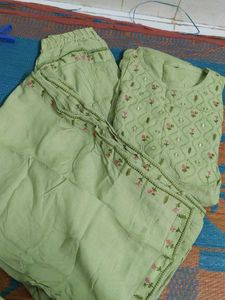 Pista Colour Kurta Set With Dupatta
