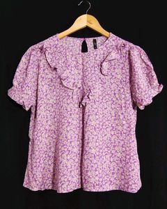 “Rio” Floral crepe Ruffle Top