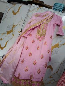 Elegant Pink Embroidered Suit