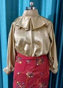 Ruffled High Neck Top premium piece