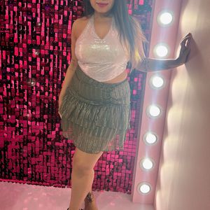 Beautiful Sequin Silver Halter Neck Top