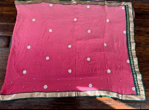 Elegant Pink Ombre Embroidered Saree